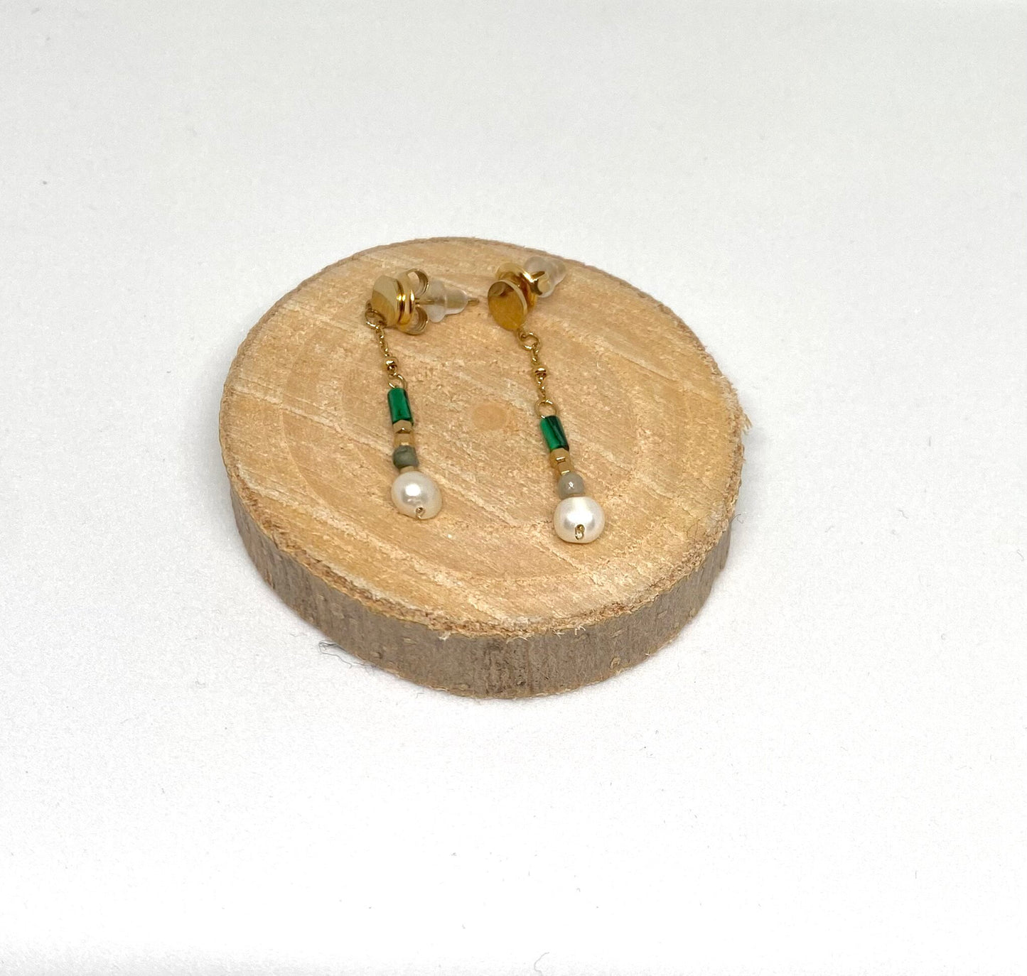 Boucle d'oreille ASCELLA en Malachite